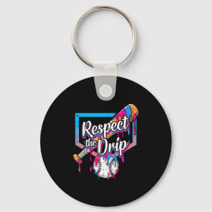 Baseball respect the drip ice cream boys kids key ring