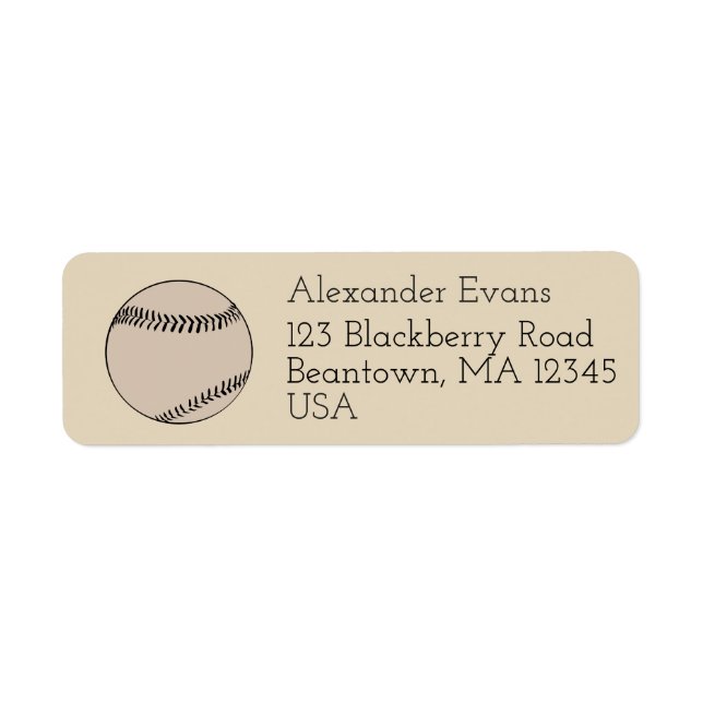 Baseball Return Address Label (Front)