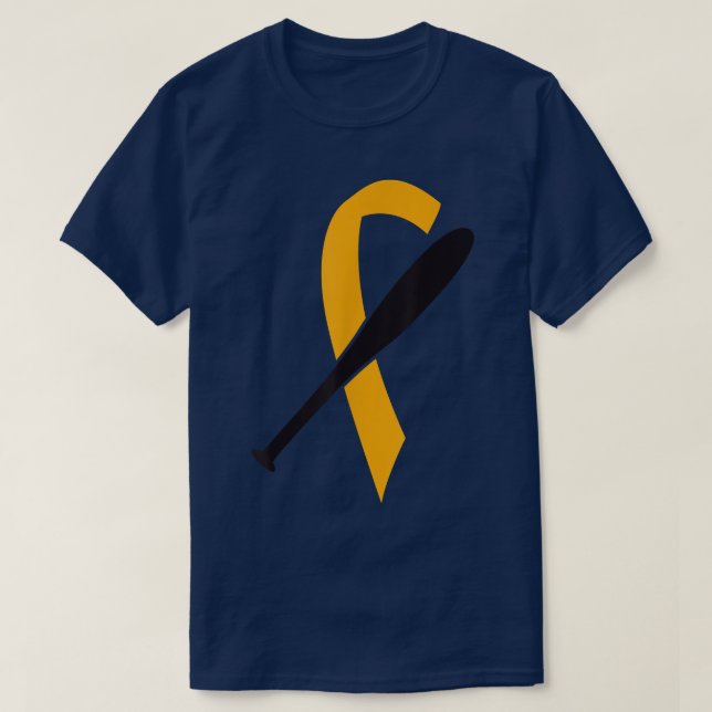 Baseball Ribbon Childhood Cancer Awareness Gold Ri T-Shirt (Design Front)