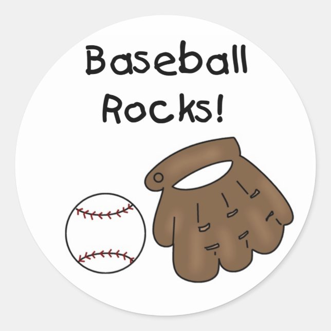 Baseball Rocks T-shirts and Gifts Classic Round Sticker (Front)