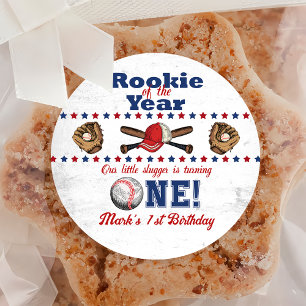 Baseball Rookie 1st Birthday Sticker