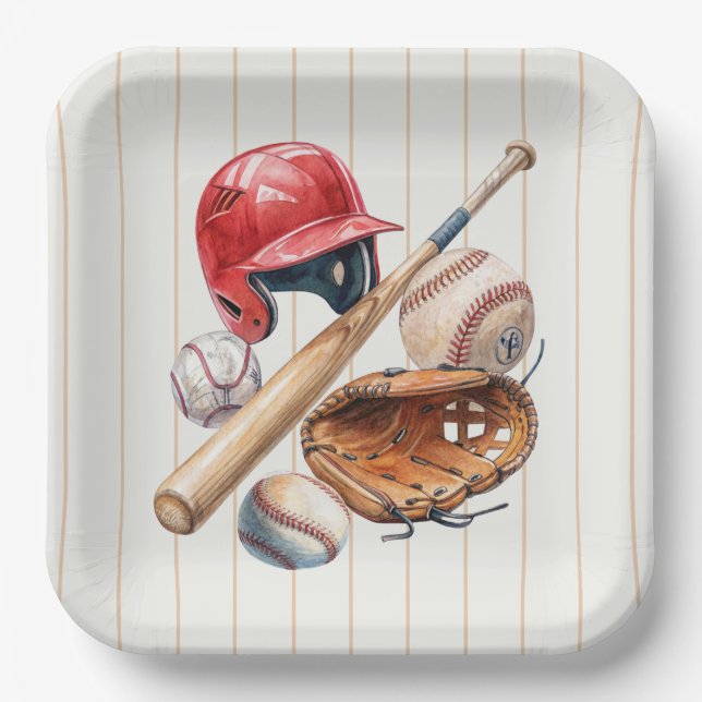 Baseball Rookie Birthday Paper Plate (Front)