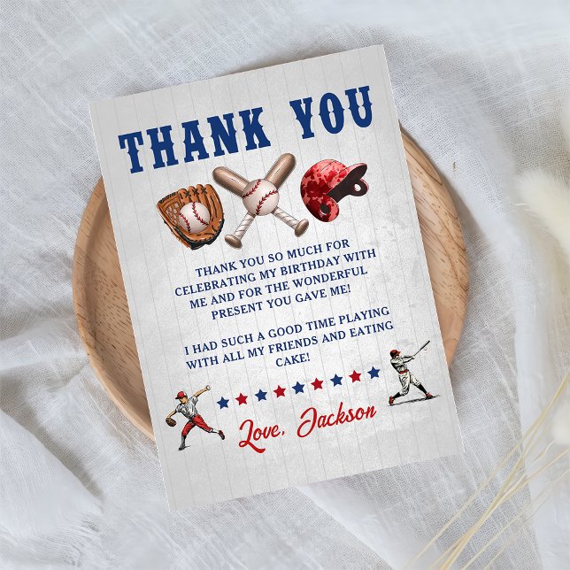Baseball Rookie Birthday Thank You Card (Creator Uploaded)