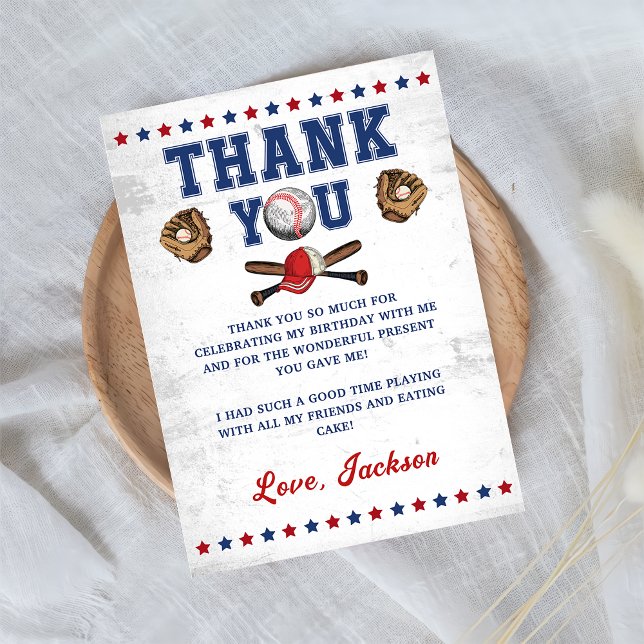 Baseball Rookie Boys Birthday Thank You Card (Creator Uploaded)