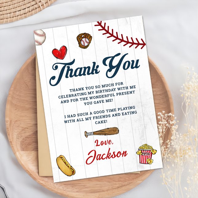 Baseball Rookie Boys Birthday Thank You Card (Creator Uploaded)