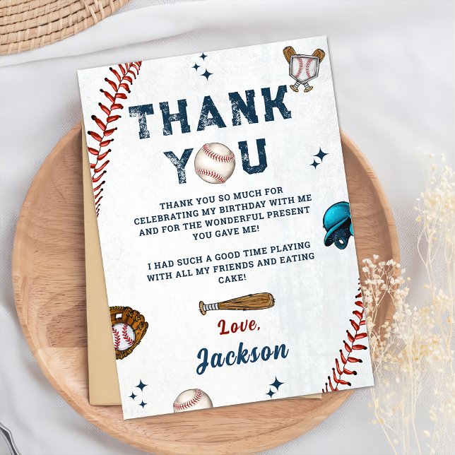 Baseball Rookie Boys Birthday Thank You Card (Creator Uploaded)