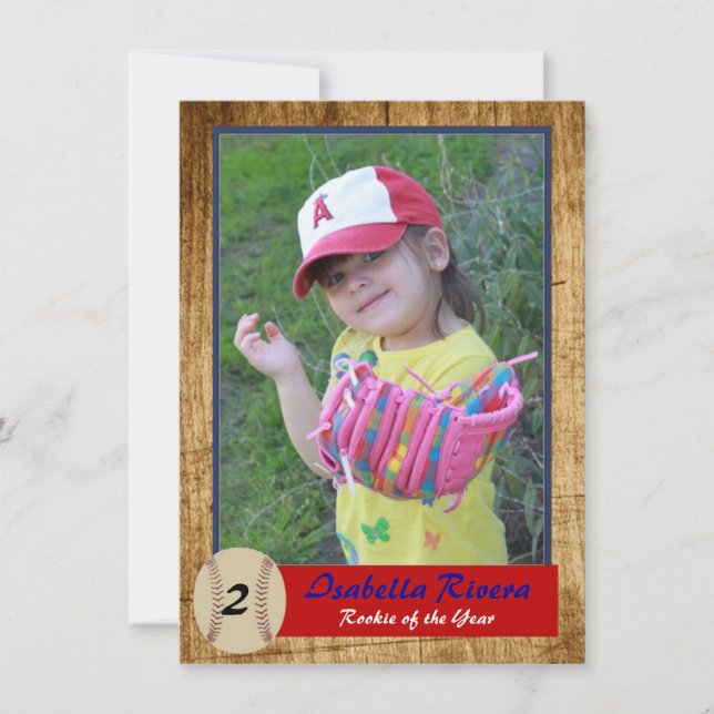 Baseball Rookie Card Birthday Invite (Front)