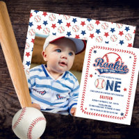 Baseball Rookie Front Photo 1st Birthday Party