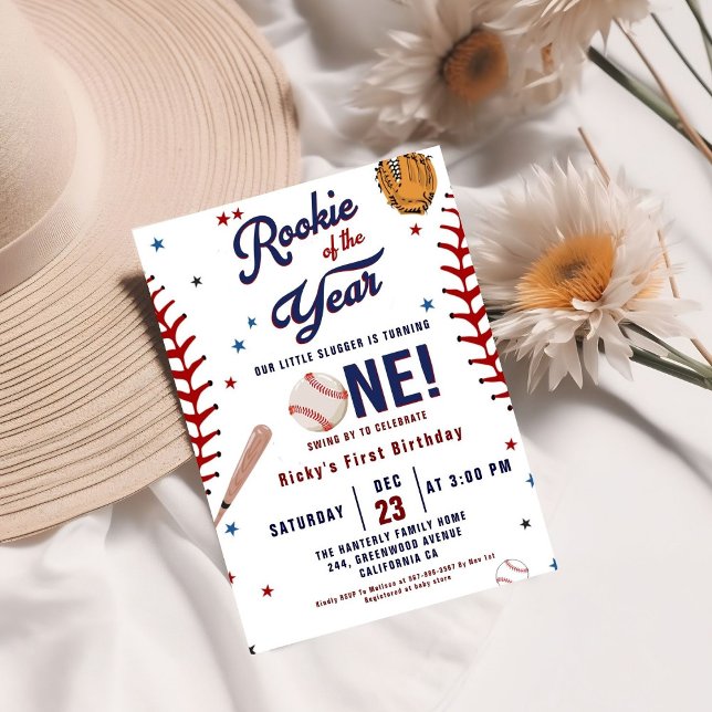 Baseball Rookie of the Year Baseball 1st Birthday  Invitation (Creator Uploaded)