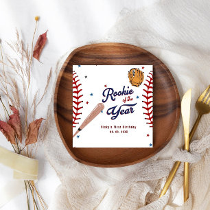 Baseball Rookie of the Year Baseball 1st Birthday Napkin