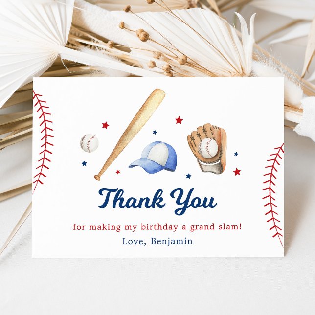 Baseball Rookie of the Year First Birthday Thank You Card (Creator Uploaded)