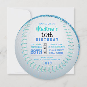 BASEBALL ROUND Birthday Party Invitation