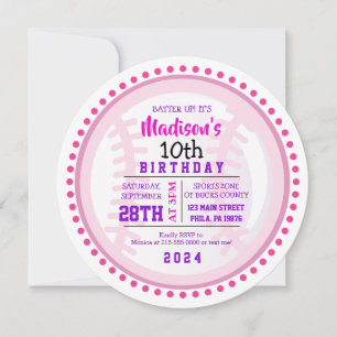 BASEBALL ROUND Birthday Party Invitation