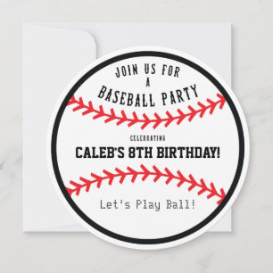 Baseball Round Birthday Party Sports Invitation
