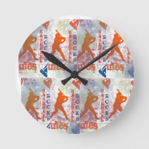 BASEBALL ROUND CLOCK