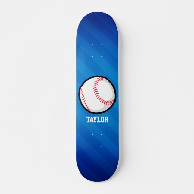 Baseball; Royal Blue Stripes Skateboard (Front)