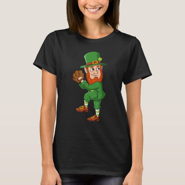 Baseball Saint Patricks Day Leprechaun Pitcher Boy T-Shirt (Front)