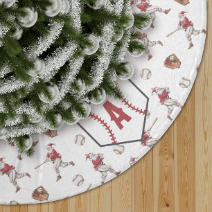 Baseball Santa Christmas Home Plate Monogram Brushed Polyester Tree Skirt