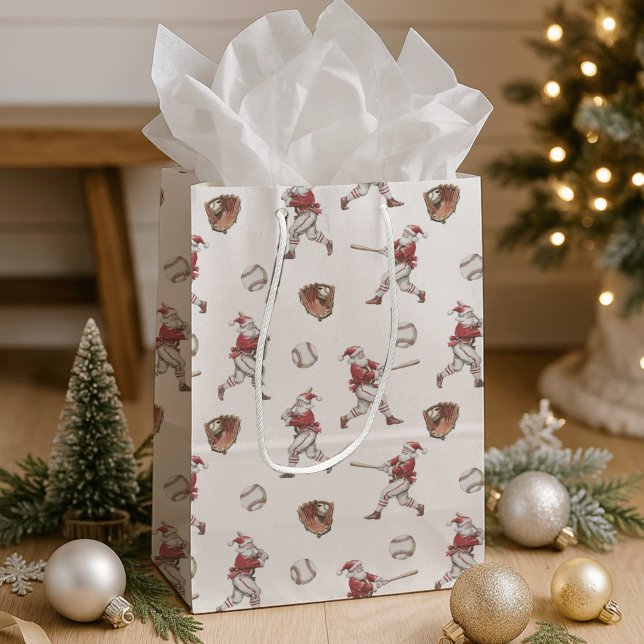 Baseball Santa Christmas Medium Gift Bag (Creator Uploaded)