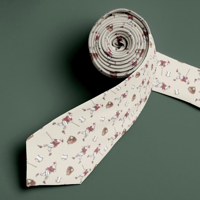Baseball Santa Christmas Necktie with Monogram (Creator Uploaded)