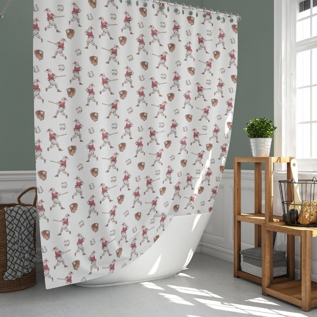 Baseball Santa Christmas Pattern Shower Curtain (Creator Uploaded)