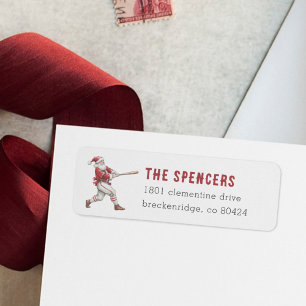 Baseball Santa Christmas Return Address Label