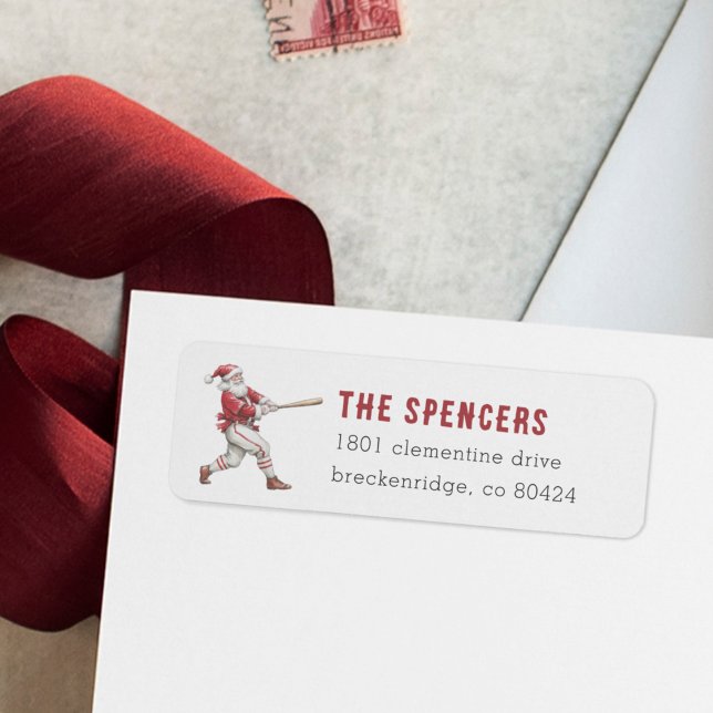 Baseball Santa Christmas Return Address Label (Creator Uploaded)