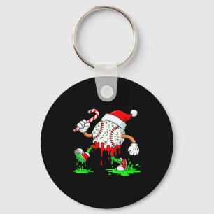 Baseball Santa Hat Christmas Ice Cream Drip Candy Key Ring