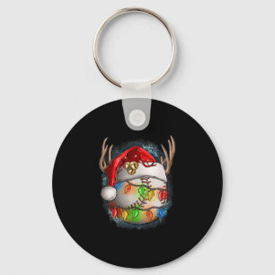 Baseball Santa Hat Christmas Lights Pajama Basebal Key Ring