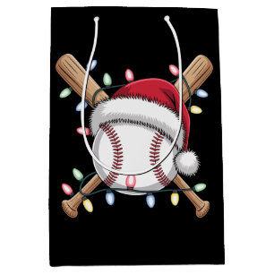 Baseball Santa Hat Christmas Xmas Holiday Sport Medium Gift Bag