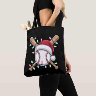 Baseball Santa Hat Christmas Xmas Holiday Sport Tote Bag