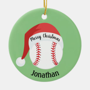 Baseball Santa Hat Ornament
