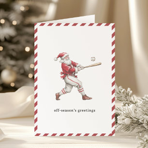Baseball Santa Off-Season's Greetings Christmas Holiday Card