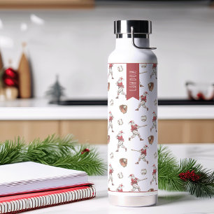 Baseball Santa Personalised Christmas Water Bottle