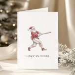 Baseball Santa Swingin' Into Christmas Holiday Card<br><div class="desc">Celebrate the season with a sporty twist using this Baseball Santa Christmas card by Redwood & Vine Design Co. Featuring a watercolor illustration of Santa taking a swing, this festive design is perfect for baseball fans, players, and coaches. The inside reads, “Wishing you joy that goes extra innings this Christmas,...</div>
