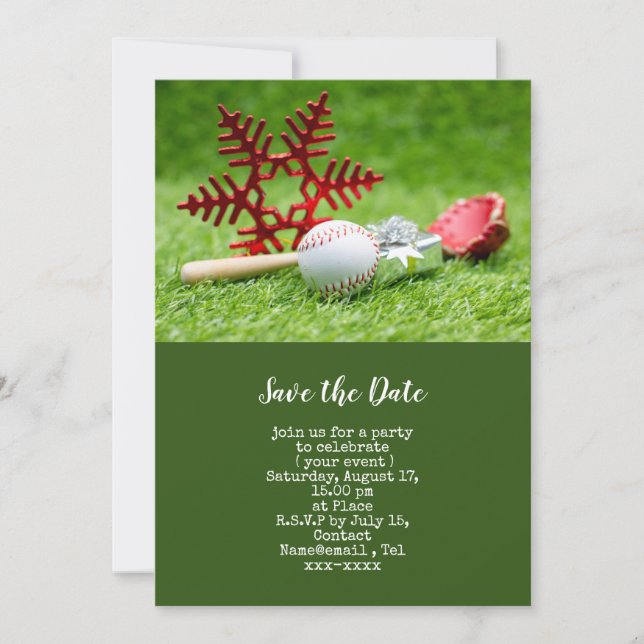 Baseball save the date Christmas Invitation (Front)