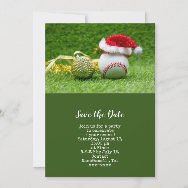 Baseball save the date Christmas Invitation (Front)