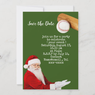 Baseball save the date Christmas Invitation
