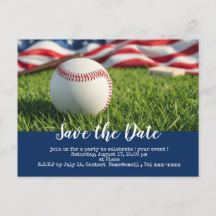 Baseball save the date with flag of America   Postcard