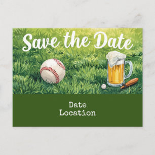 Baseball save the date with Glass of Beer Postcard