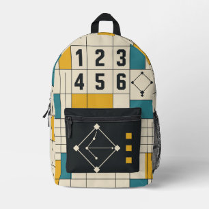 Baseball Scorecard Cream Teal Mustard Backpack