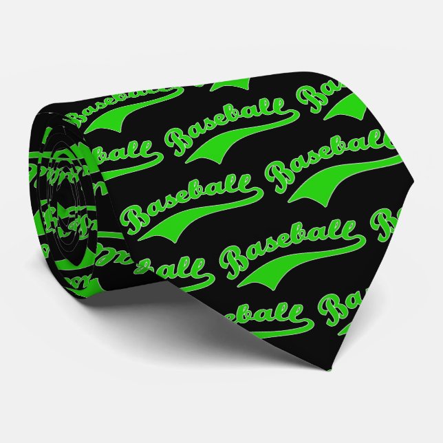 Baseball Script In Green Tie (Rolled)