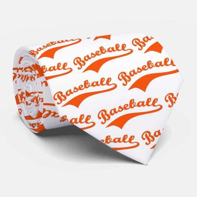 Baseball Script In Orange Tie (Rolled)