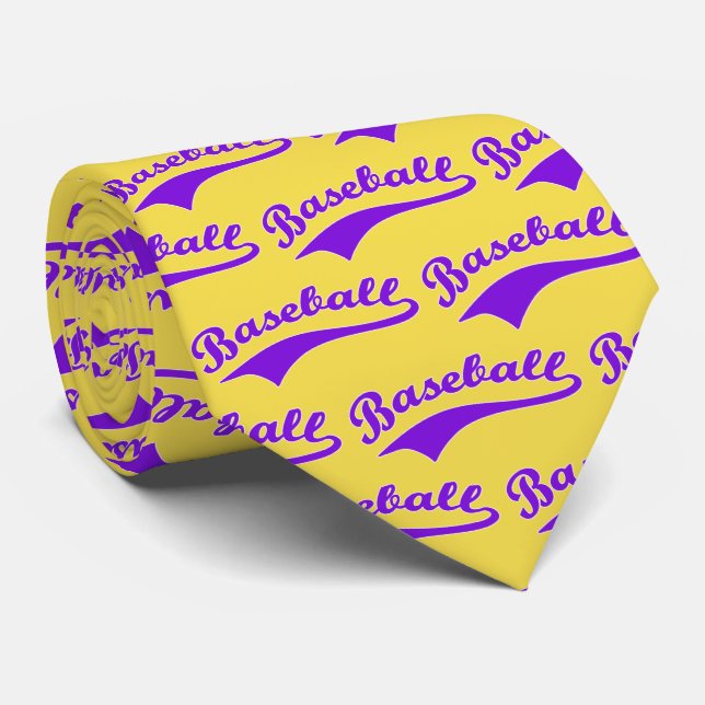 Baseball Script In Purple Tie (Rolled)