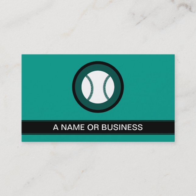 baseball sea green bubble business card (Front)