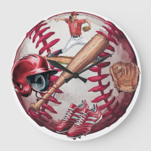 Baseball Season Men's Basic T-Shirt Large Clock