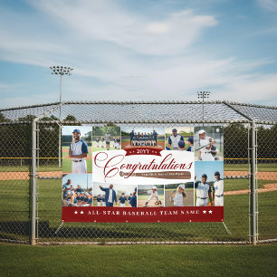 Baseball Season Team Congratulations Photo Collage Banner