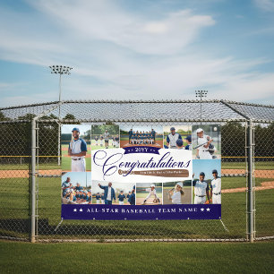 Baseball Season Team Congratulations Photo Collage Banner