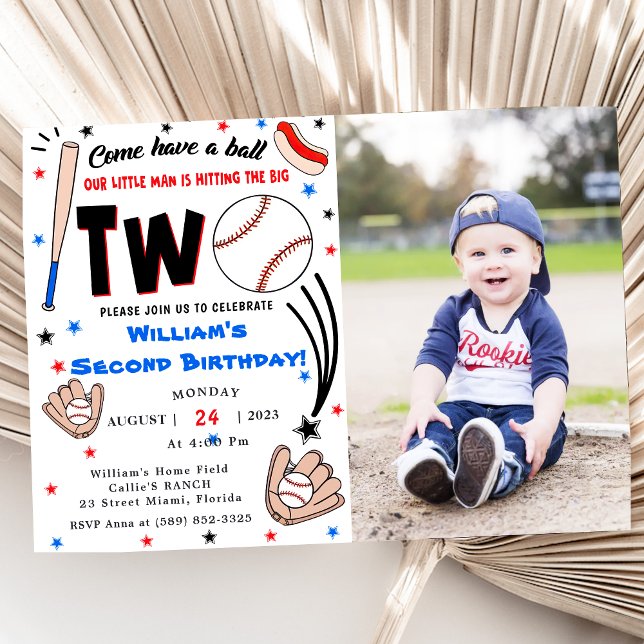 Baseball Second 2nd Birthday Party Invitation (Creator Uploaded)