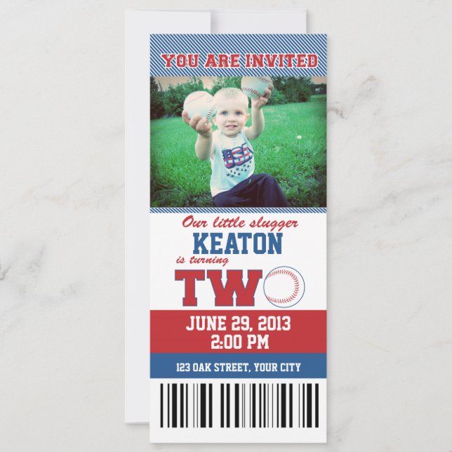 Baseball Second Birthday Invitation (Front)